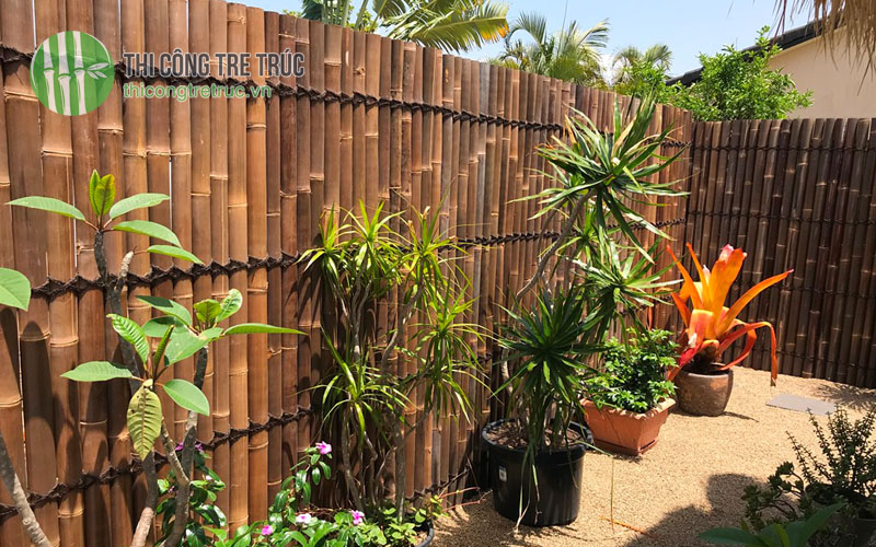 Mẫu hàng rào tre trang trí sân vườn đẹp