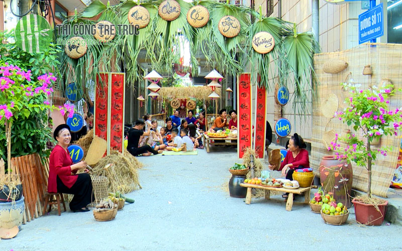 Hướng dẫn làm gian hàng chợ quê bằng mây tre lá